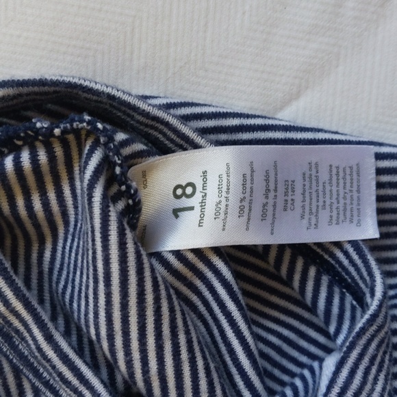 carter's navy striped flutter sleeve bodysuit diaper shirt 18 months baby girl - Picture 2 of 6